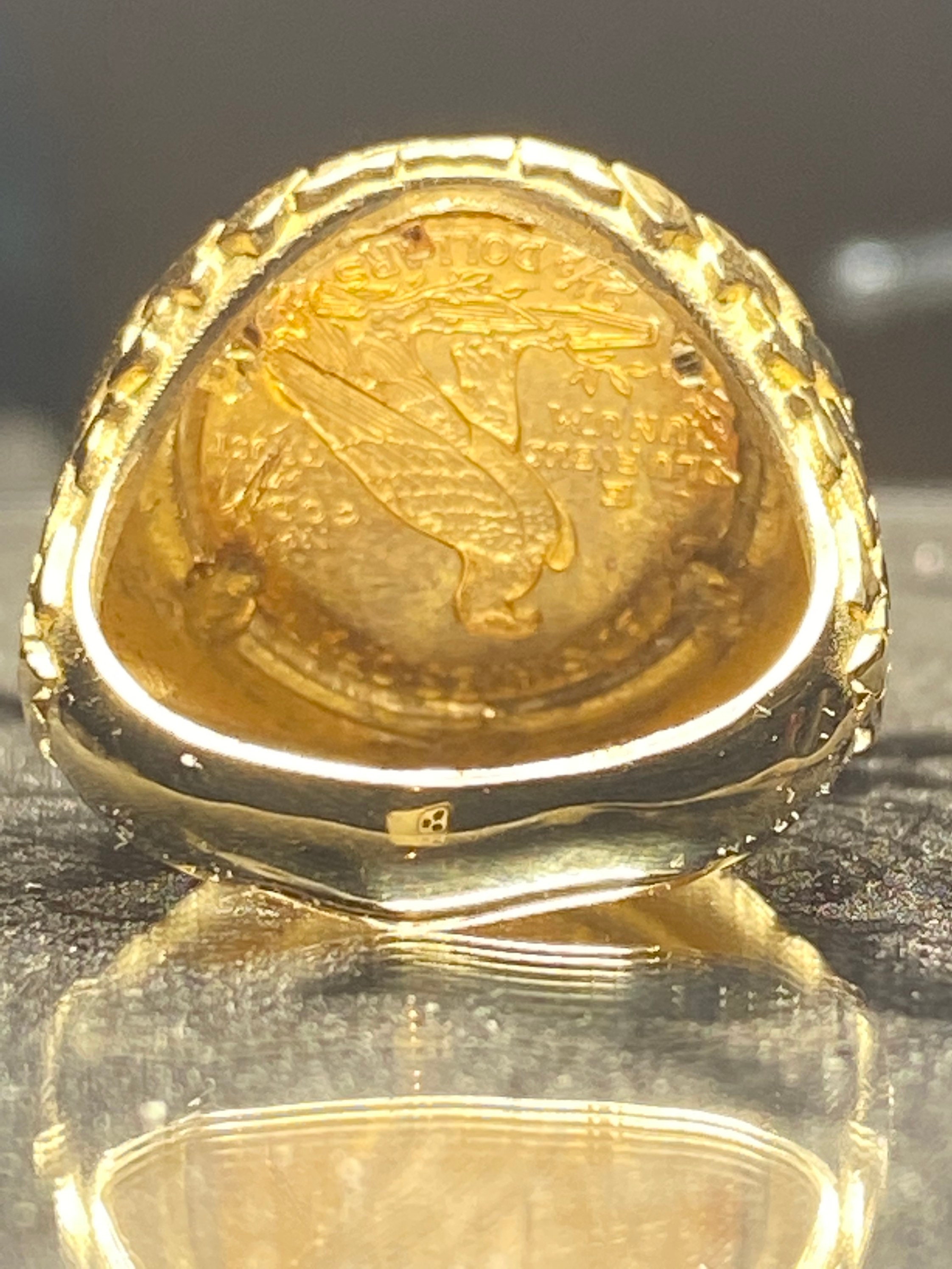 Coin Nugget Mens Ring Gold Liberty 2.5 Quarter Eagle 14 Karat Etsy
