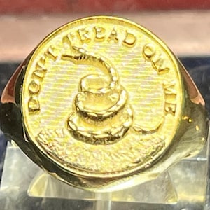 Gadsden Flag Snake Ring Dont Tread on Me 11 Grams Sterling 925 Plata Chapada en Oro Plata Real