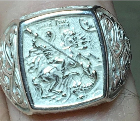 St George 925 Legitimate Sterling Silver Ring SZ … - image 5