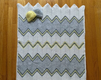 Chevron Baby Blanket & Hat Crochet Pattern Bundle (PDF Pattern - Digital Download)