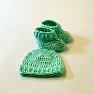 Newborn Baby Hat and Baby Booties Crochet Pattern Bundle