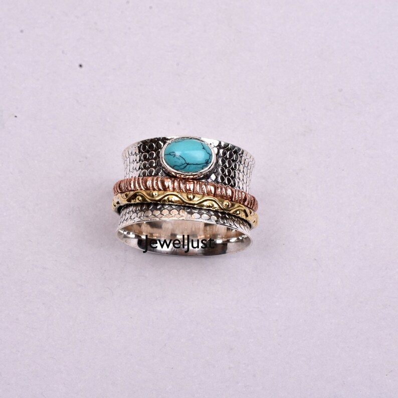 Promise Ring Anxiety Ring Spinner Ring Gift Her Meditation Ring 925 Silver Ring Turquoise Ring Women Ring Boho Ring Gemstone Ring