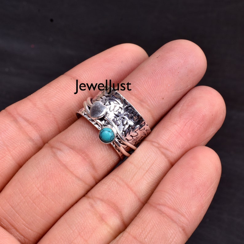 Promise Ring Handmade Ring 925 Silver Ring Mediation Ring Women Ring Anxiety Ring Spinner Ring Gift For Her Turquoise Ring