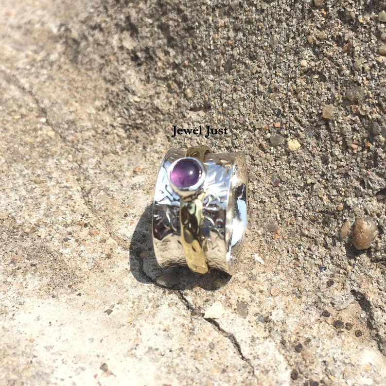 Gypsy Ring Spinner Ring Women Ring Thumb Ring Amethyst Ring Worry Ring Fidget Ring Statement Ring Handmade Ring Dainty Ring