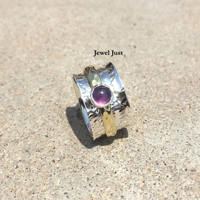 Gypsy Ring Spinner Ring Women Ring Thumb Ring Amethyst Ring Worry Ring Fidget Ring Statement Ring Handmade Ring Dainty Ring