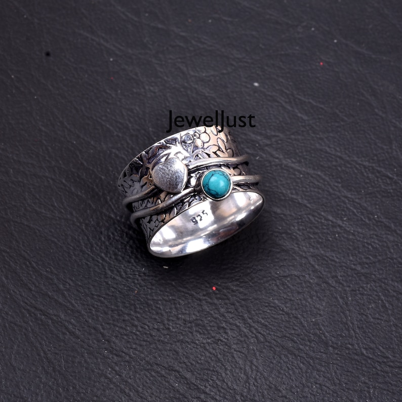 Promise Ring Handmade Ring 925 Silver Ring Mediation Ring Women Ring Anxiety Ring Spinner Ring Gift For Her Turquoise Ring