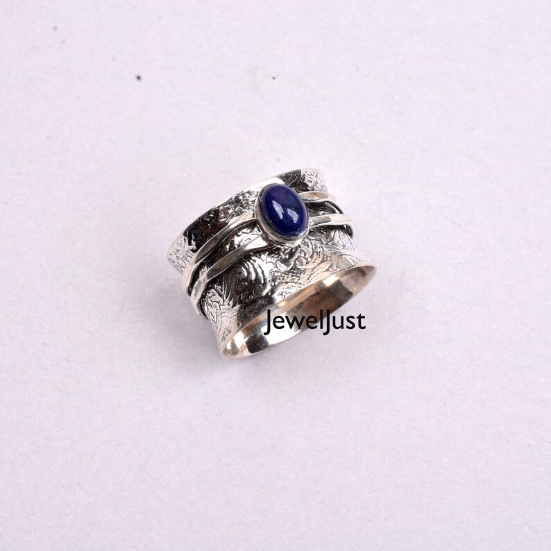 Anxiety Ring Fidget Ring 925 Silver Ring Thumb Ring Gift For Her Boho Ring Lapis Ring Gemstone Ring Handmade Ring Women Ring