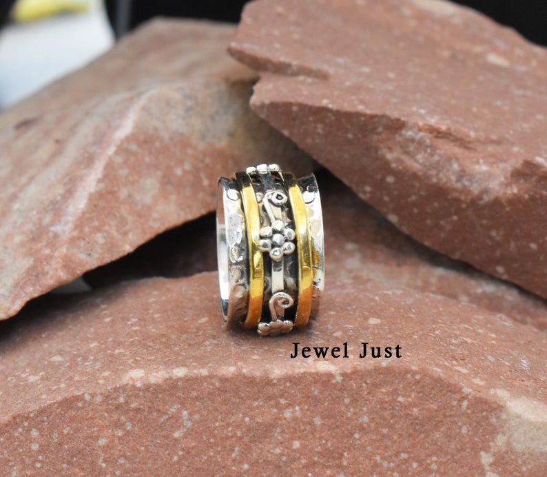 Anxiety Ring Bohemian Ring Spinner Band Designer Ring Worry Ring Meditation Ring Fidget Ring Spinner Ring Gift For Her Promise Ring