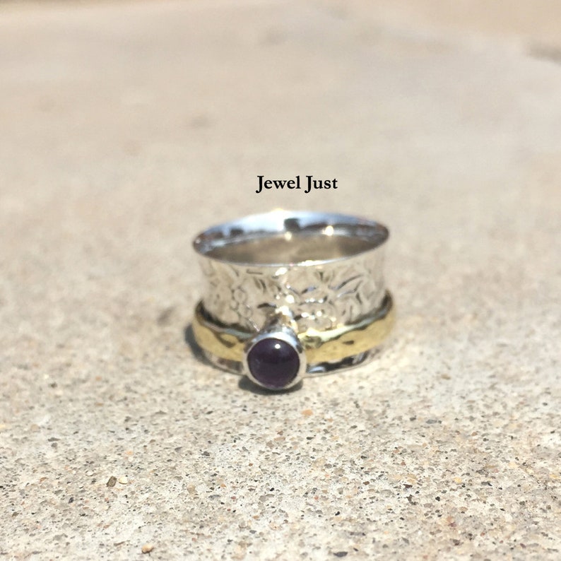 Gypsy Ring Spinner Ring Women Ring Thumb Ring Amethyst Ring Worry Ring Fidget Ring Statement Ring Handmade Ring Dainty Ring