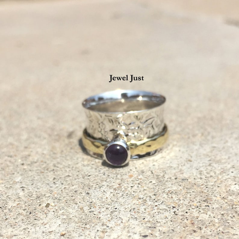 Gypsy Ring Spinner Ring Women Ring Thumb Ring Amethyst Ring Worry Ring Fidget Ring Statement Ring Handmade Ring Dainty Ring