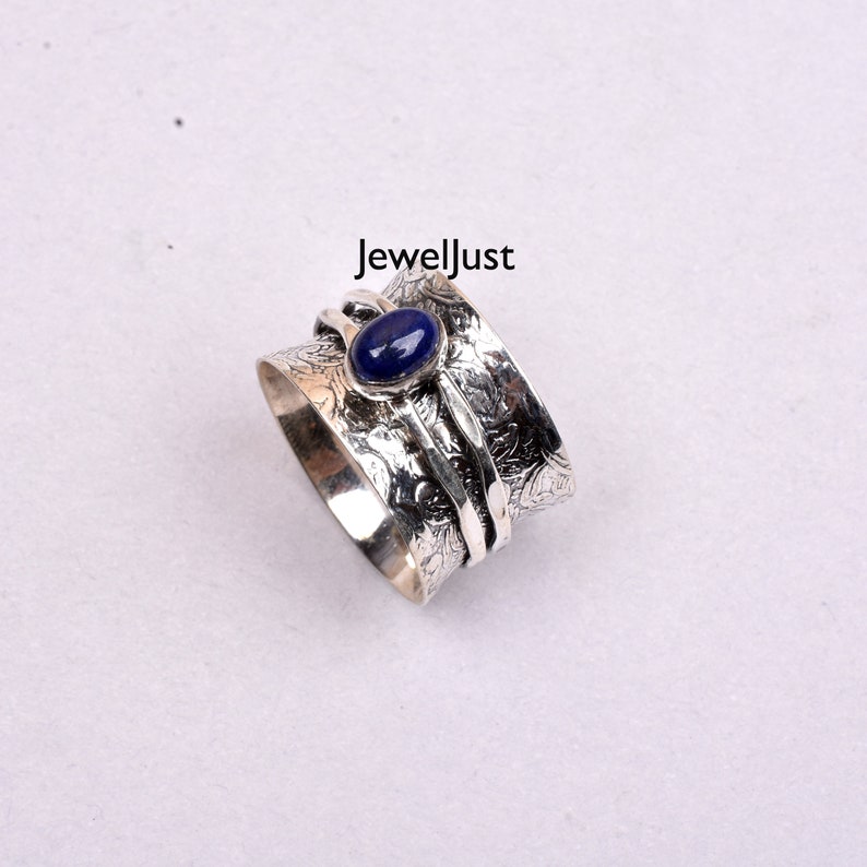 Anxiety Ring Fidget Ring 925 Silver Ring Thumb Ring Gift For Her Boho Ring Lapis Ring Gemstone Ring Handmade Ring Women Ring