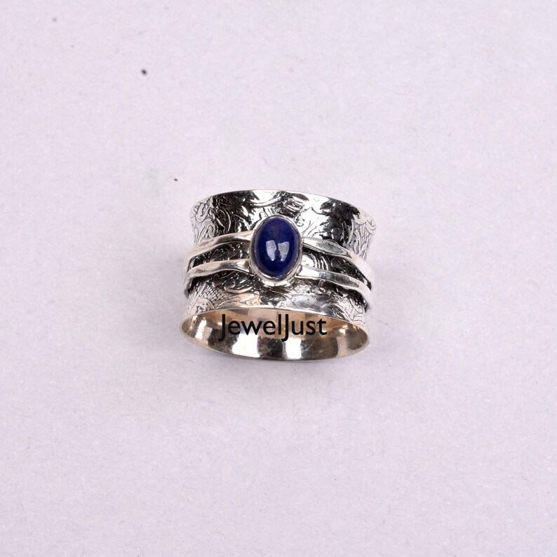 Anxiety Ring Fidget Ring 925 Silver Ring Thumb Ring Gift For Her Boho Ring Lapis Ring Gemstone Ring Handmade Ring Women Ring