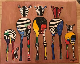 Tableau zebre couleur | Etsy