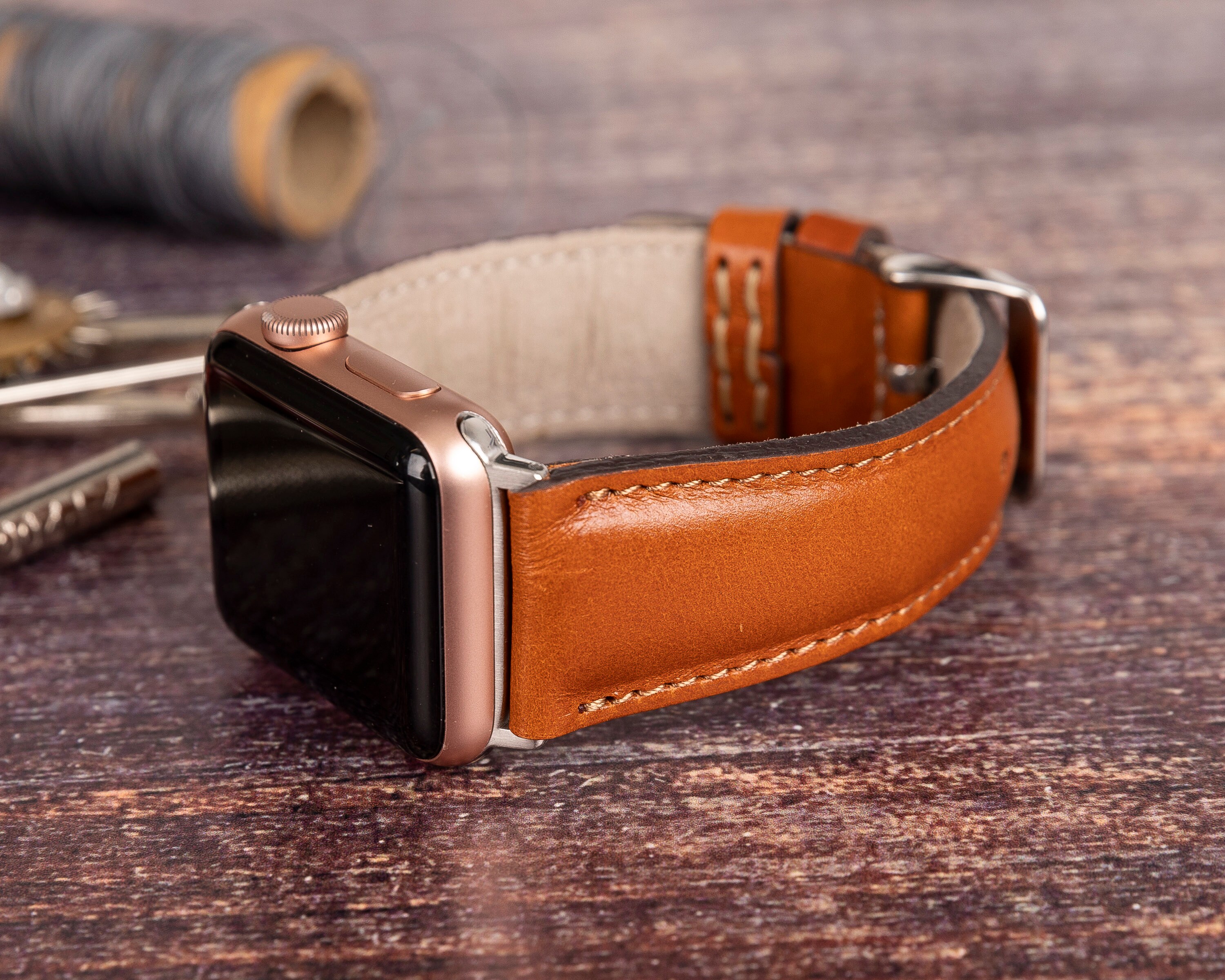 PERSONALIZED Leather Strap for Apple Watch Series Etsy
