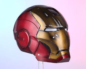 Iron Man Helmet, Metal Mark 3 Helmet Battle Damaged Ironman MK3 Helmet, Iron Man Cosplay, 1/1 Scale Wearable Movie Prop Replica