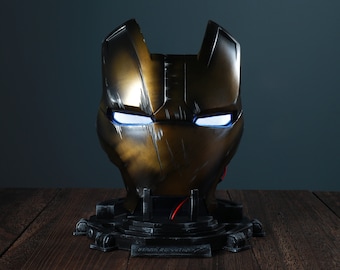 Iron Man Faceplate Mask, Ironman Mark 42 Mask, Metal Battle Damaged Mark 42 Face Plate, Iron Man Cosplay 1/1 Scale Movie Prop Replica