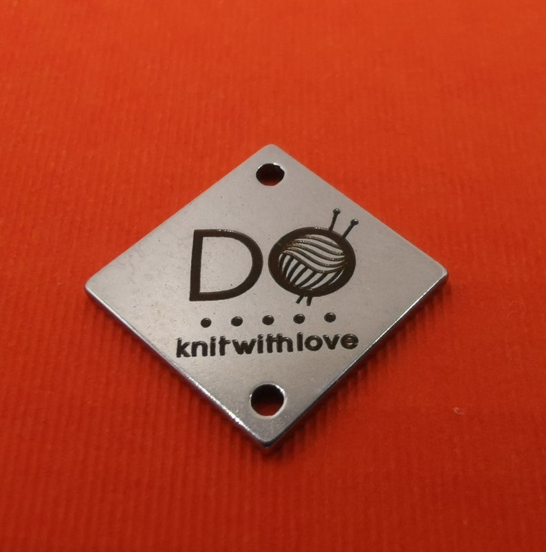 with your logo. 12 mm Square Metal tags 0.5
