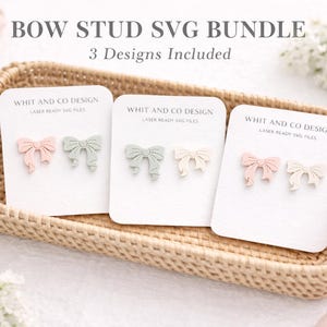 Bow Stud Earrings SVG | Laser Cut Earring File | Glowforge & xTool Ready | 3 Bow Stud Templates | Digital SVG Download