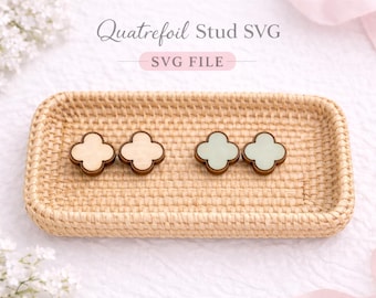 Quatrefoil-oorknopjes SVG | Lasergesneden geometrische oorbellensjabloon | Glowforge en xTool Ready digitaal bestand