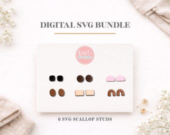 SVG-bundel met geschulpte studoorbel | Lasergesneden oorbellen | Digitale download voor Glowforge Cricut Silhouette | Jacobsschelpoorbellen