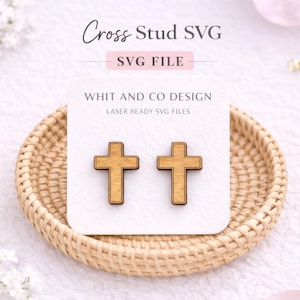 Cross Stud Earrings SVG | Laser Cut Christian Earrings | Faith Stud SVG | Small Cross Laser File