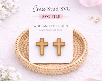 Kruis oorbellen SVG | Lasergesneden christelijke oorbellen | Faith Stud SVG | Klein kruislaserbestand