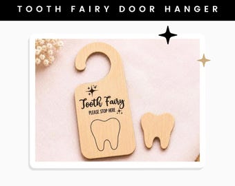 Tooth Fairy Door Hanger SVG, Layered Door Hanger SVG, Laser Cut Tooth Fairy Sign, Glowforge xTool File