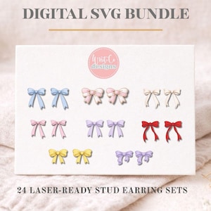 Valentine Stud Earrings SVG Bundle | 24 Heart & Love Stud Designs | Laser Cut Acrylic Earrings | Glowforge xTool Files