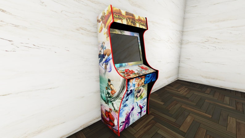 Upright Arcade Machine Design Plans Digital Vintage Arcade Design Cabinet for 32 Inch Monitor 2 Players Arcade Décor 18mm MDF image 8