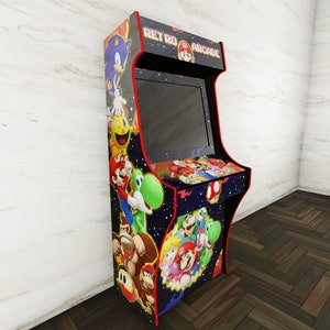 Upright Arcade Machine Design Plans Digital Vintage Arcade Design Cabinet for 32 Inch Monitor 2 Players Arcade Décor 18mm MDF image 6