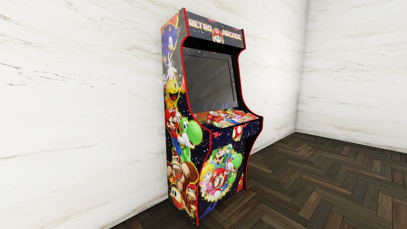 Upright Arcade Machine Design Plans Digital Vintage Arcade Design Cabinet for 32 Inch Monitor 2 Players Arcade Décor 18mm MDF image 6