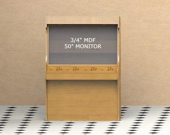 Ontwerpplannen rechtopstaande arcade-machine | Vintage arcade-designkast voor 50-inch monitor, 2 OF 4 spelers | Arcadedecoratie | 3/4" mdf