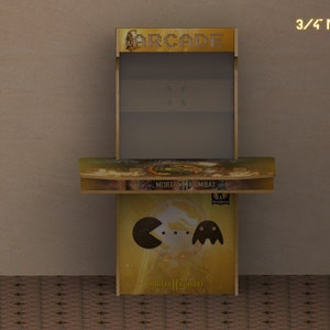 Upright Arcade Machine Cabinet Plans | Retro Arcade Game Cabinet Design 4 Players 3/4" Thickness | Control Panel | Arcade Décor | Digital
