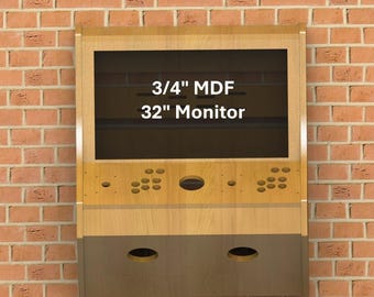 Arcade Cabinet Machine 2 player Digital Plans | Wall Mounted Cabinet 3/4" Material | 32" Monitor
