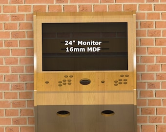 Arcade Cabinet Wall Mounted, Retro Arcade Video Game Machine Cabinet, Arcade Wall Décor 2 Players, 24 Inch Monitor Cabinet, Flat Pack Arcade