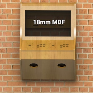 Arcade Cabinet Digital Design | 2 Players | Wall Mounted Cabinet Plans for 24” Monitor | 18mm Material