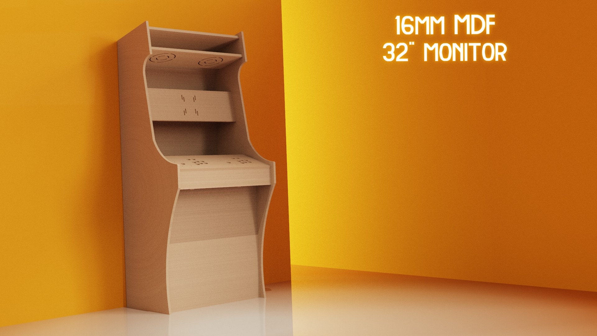 Upright Arcade Machine Design Digital Plan | 2 Player | 16mm | 32" Monitor