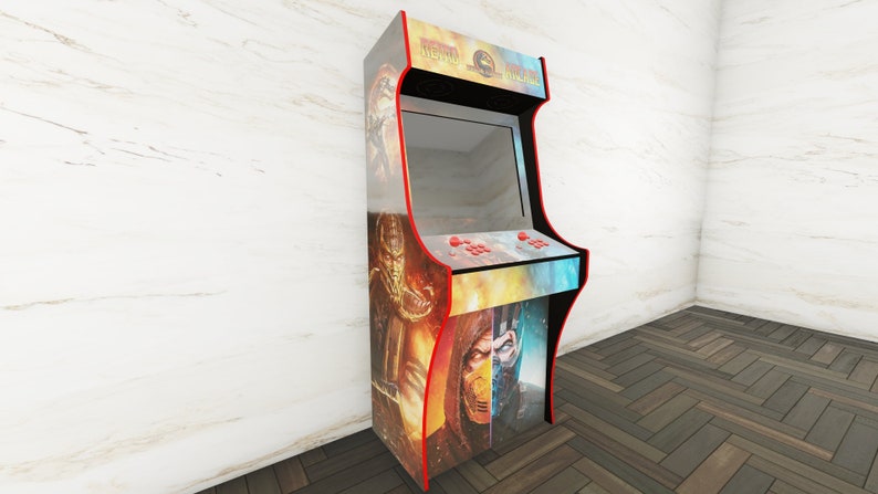Upright Arcade Machine Design Plans Digital Vintage Arcade Design Cabinet for 32 Inch Monitor 2 Players Arcade Décor 18mm MDF image 2