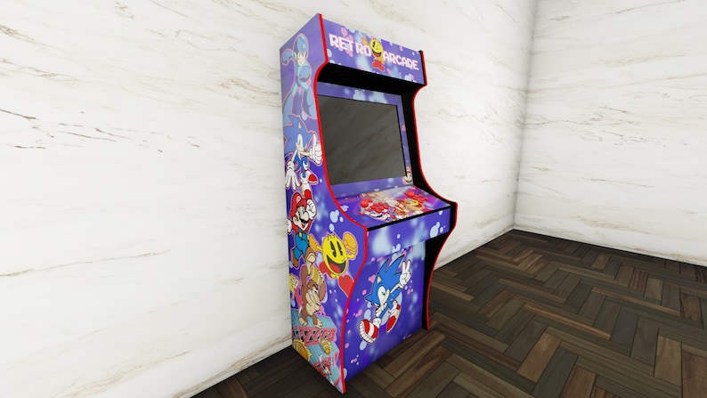 Upright Arcade Machine Design Plans Digital Vintage Arcade Design Cabinet for 32 Inch Monitor 2 Players Arcade Décor 18mm MDF image 4