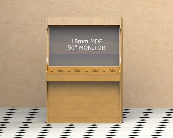 Upright Arcade Machine Design Plans Digital | Vintage Arcade Design Cabinet for 50 Inch Monitor 2 OR 4 Players | Arcade Décor | 18mm MDF