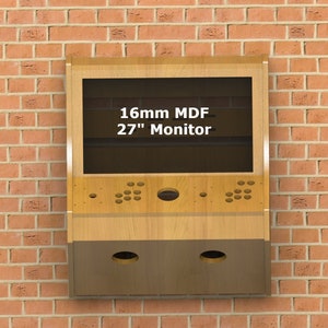 Arcade Cabinet Digital Design | 2 Players |Wall Mounted Cabinet Plans for 27” Monitor 16mm