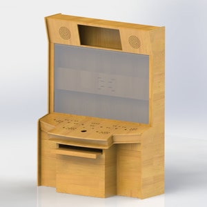 Upright Arcade Machine Design Plans | Retro Arcade Video Game Design Cabinet 4 Players 70” Display | Control Panel | Keyboard Tray | Digital