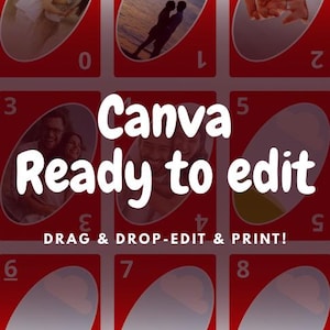 Gioco di carte UNO Personalizza prodotto digitale Pronto per la stampa Modello PDF trascina e rilascia