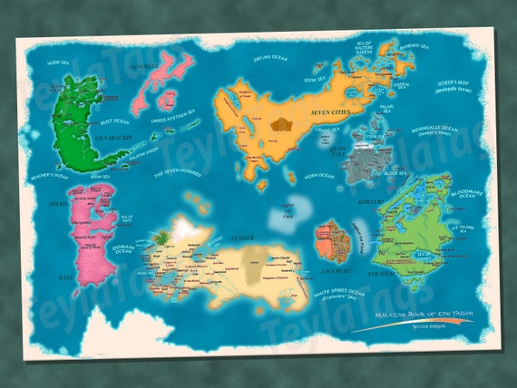 FULL COLOR Malazan Empire Book of the Fallen Map. Steven - Etsy