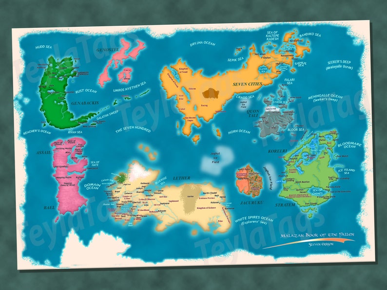 FULL COLOR Malazan Empire Book of the Fallen Map. Steven Etsy