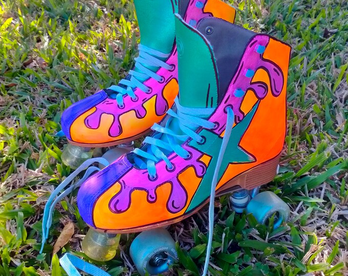 Mushroom Retro Funky Fashion Indoor Quad Roller Skates for Roller Rink