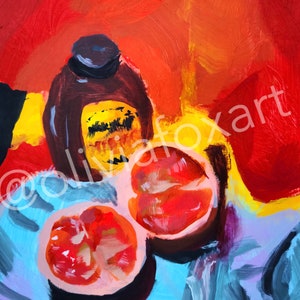 Sacred grapefruit print, Impressionist style print, 8.5x11 inches on matte paper, kitchen decor print, citrus fruit painting