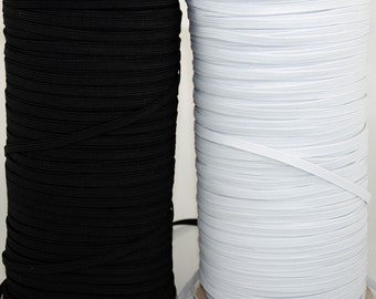 5 Meter Wäschegummi, 5 mm breit, Gummilitze, Gummiband, Schwarz, Weiß, für Wäsche, Masken, Mundschutz