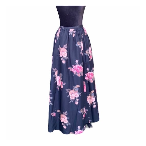 Laura Ashley vintage floral silk skirt 8
