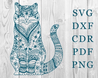 Download Free Zentangle Cat Svg Etsy SVG Cut Files